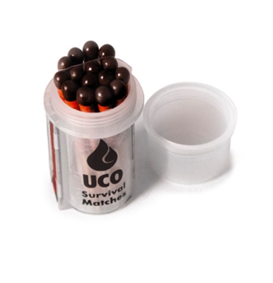 UCO Stormproof Survival Match Kit – Clear Case + 15 Waterproof Matches, Orange, Compact, Made In India